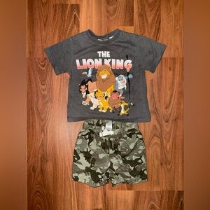 The Lion King Graphic Tee and Camo Shorts Set